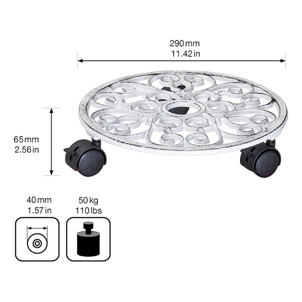 Lillepoti alus Antik 29 cm, valge