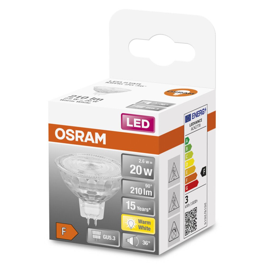 Led Star Osram Mr 16 12 V 50 36 D, läbipaistev