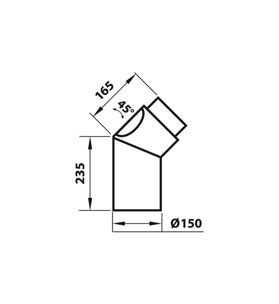 Suitsutoru põlv Aduro Ø 150 mm 45° puhastusluugiga