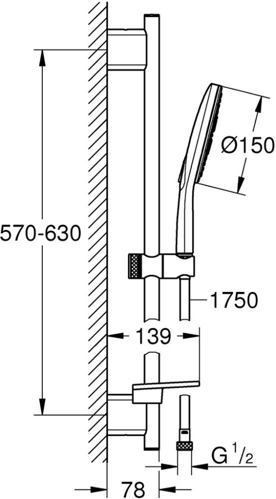 Dušikomplekt Grohe Vitalio 150 SmartActive