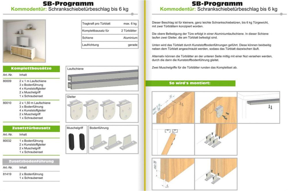 Lükandsüsteeni komplekt kuni 1500 mm ja 6 kg ustele