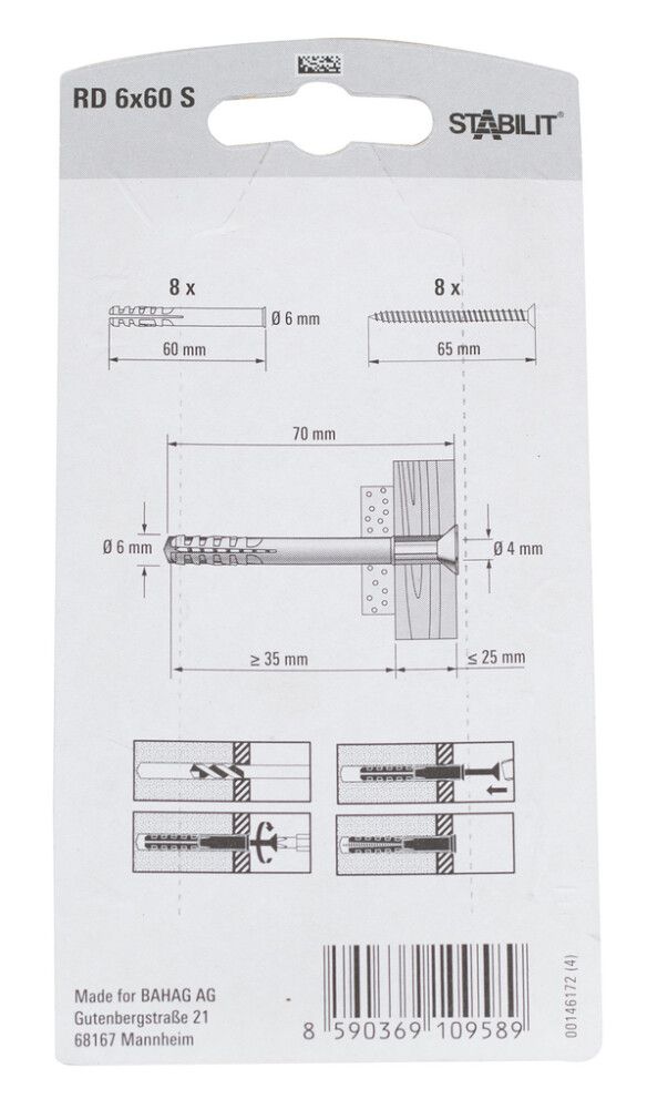 Tüübel kruviga Stabilit 6 x 60 mm
