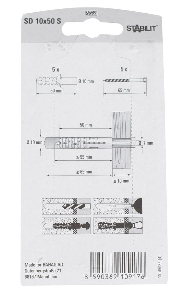 Tüübel kruviga Stabilit 10 x 50 mm