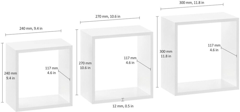 Seinariiulite komplekt Dolle Frame valge 3 tk
