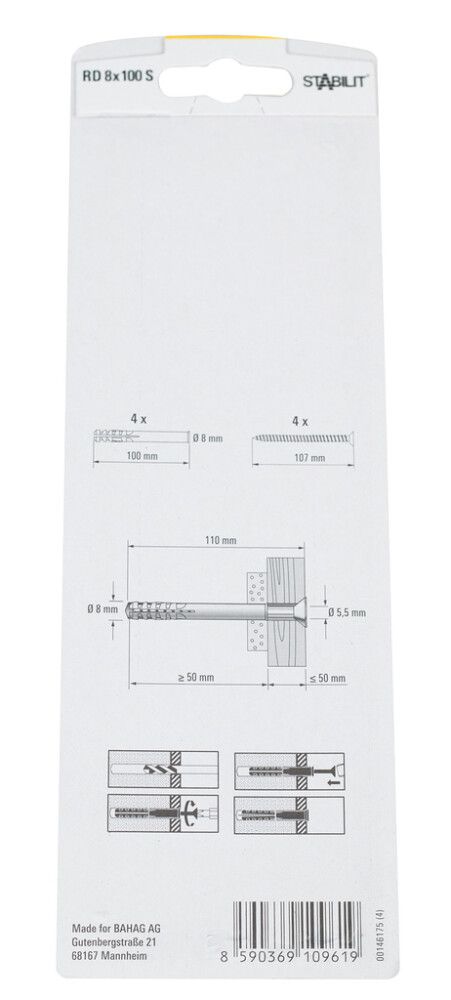 Tüübel kruviga Stabilit 8 x 100 mm