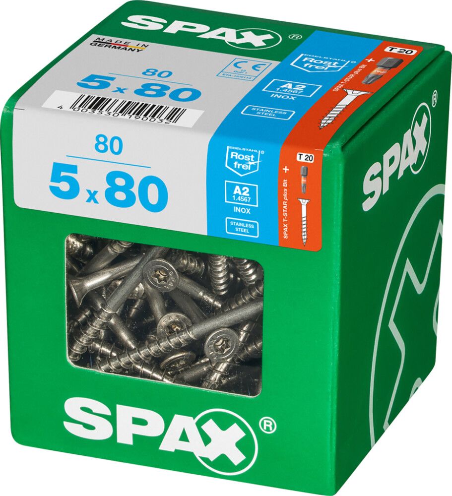 Peitpeakruvi Spax A2 5 x 80 mm