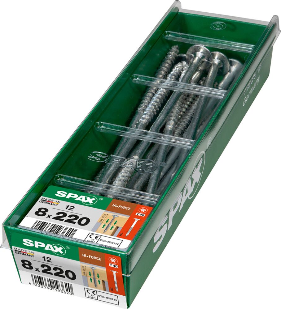 Puidukruvi Spax HI.FORCE TRX WIROX 8 x 220 mm 12 tk