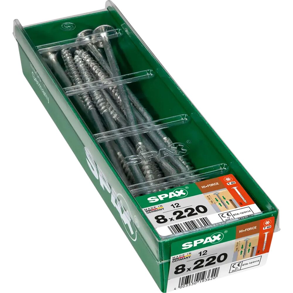 Puidukruvi Spax HI.FORCE TRX WIROX 8 x 220 mm 12 tk