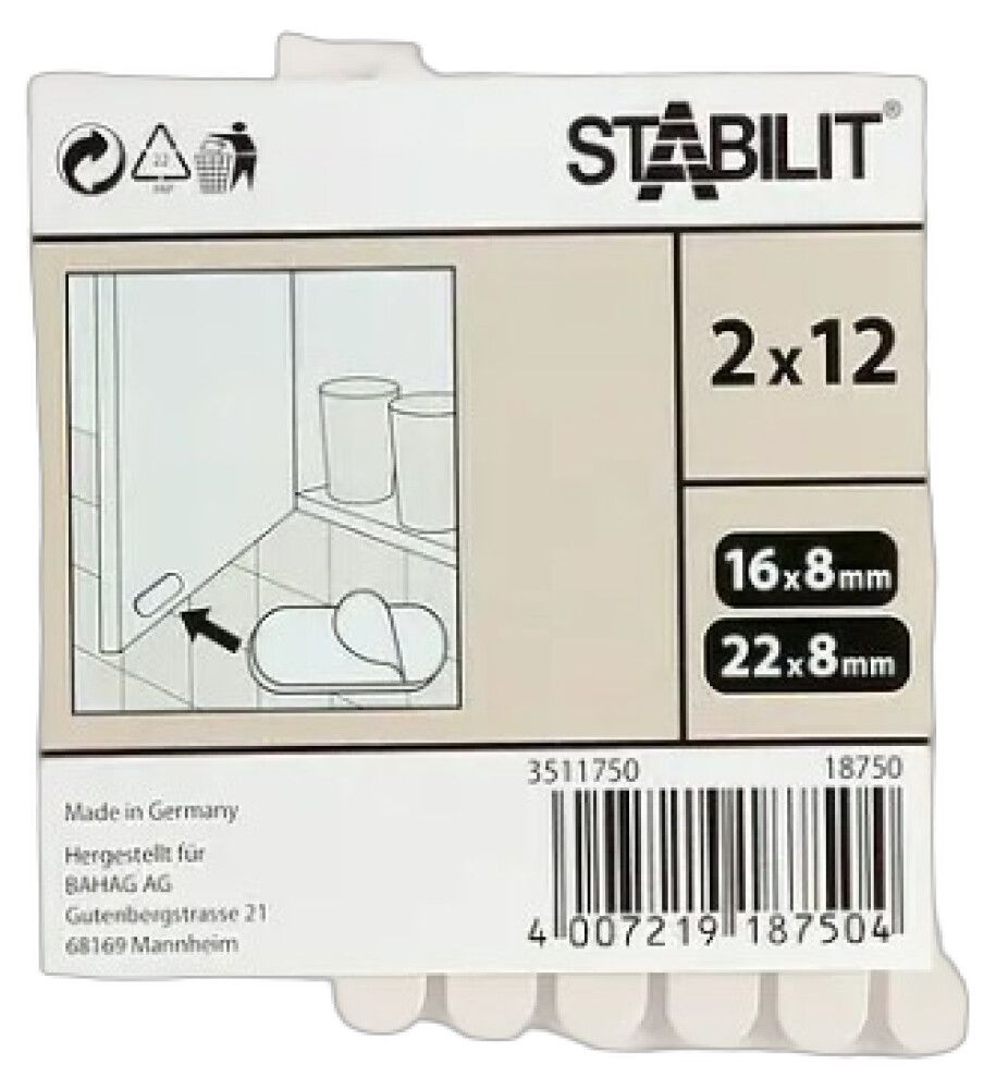 Summuti Stabilit kapiustele/sahtlitele 16x8/22 mm 24 tk valge