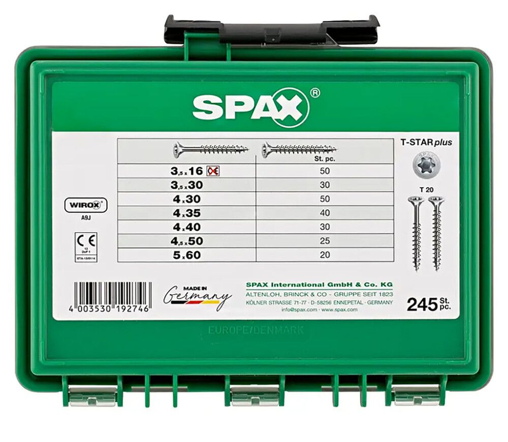 Kruvikomplekt Spax 245-osaline