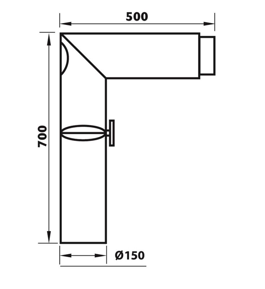 Suitsutoru põlv Aduro Ø150 mm 90° puhastusluugiga