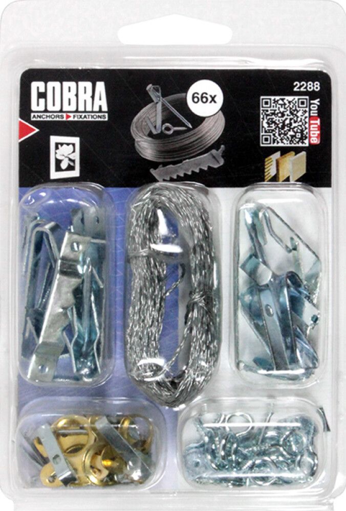 Pildi riputamise konks Cobra Nail'N Hooks 66-osaline