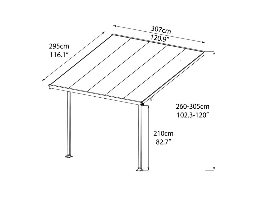 Terrassikatus Solid Elements Martina hall 3,05 x 3 m