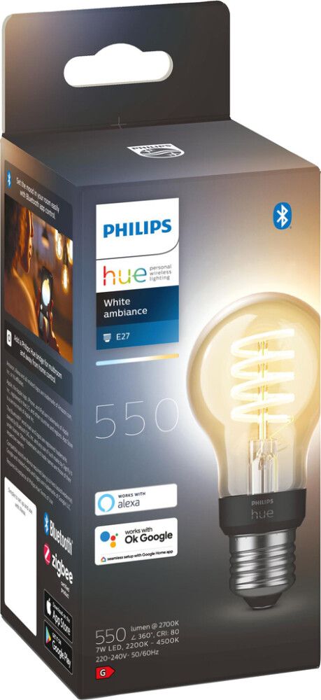 LED-nutilamp Philips Hue White ambiance Filament A60 7 W E27