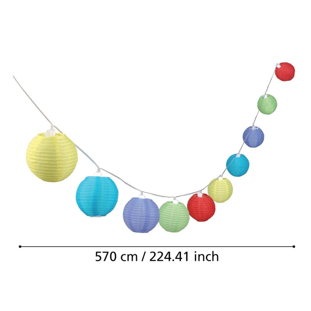 Päikesepatareiga LED-valguskett Eglo 570 cm