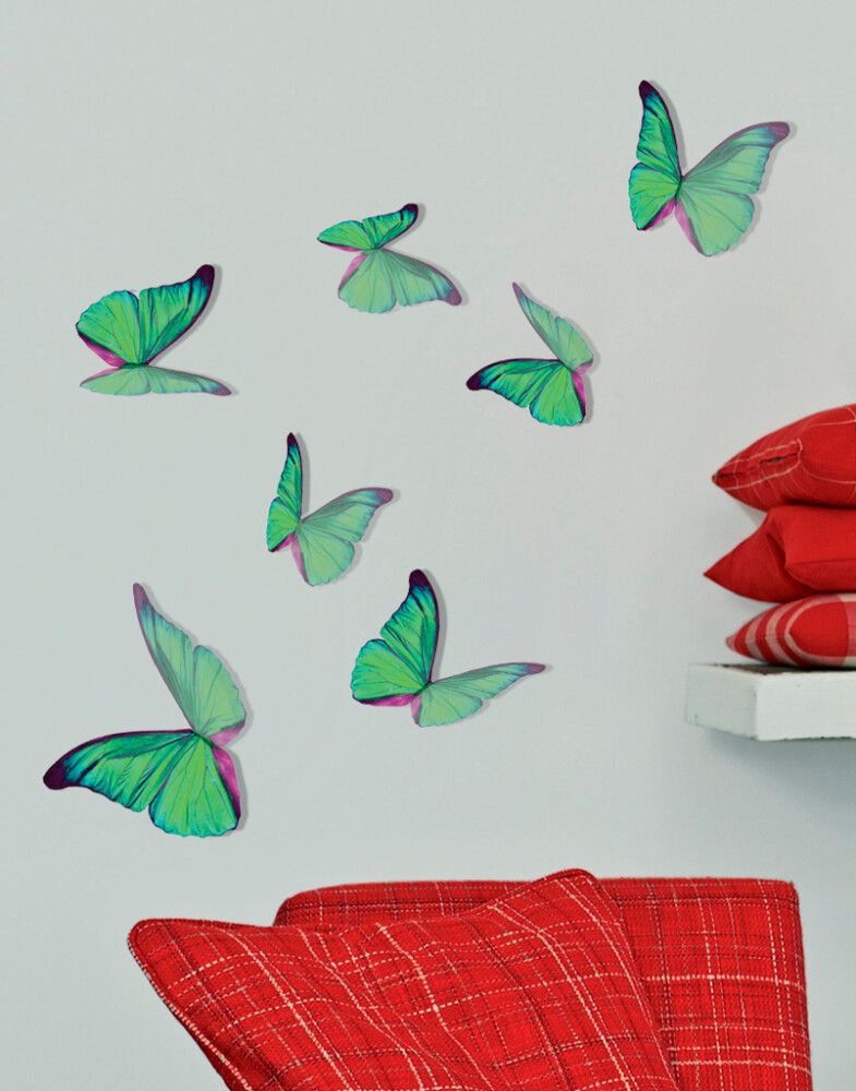 Seinakleebis Plage 3D rohelised Liblikad