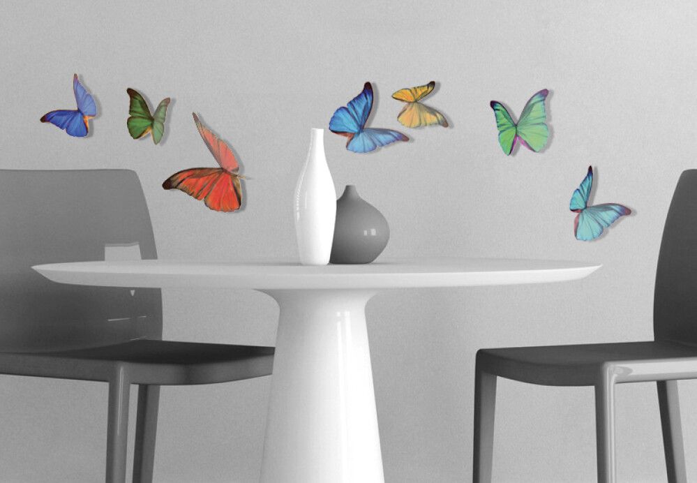 Seinakleebis Plage 3D Värvilised liblikad