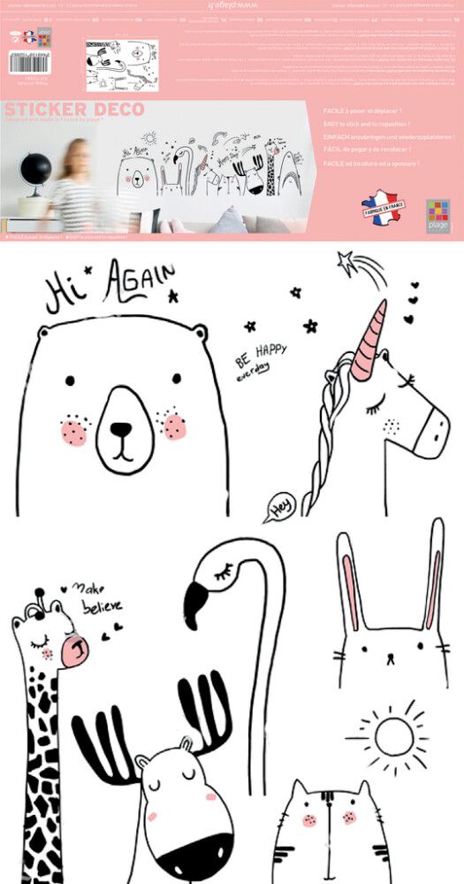 Posterkleebis Plage Happy  Animals 48 x 68 cm