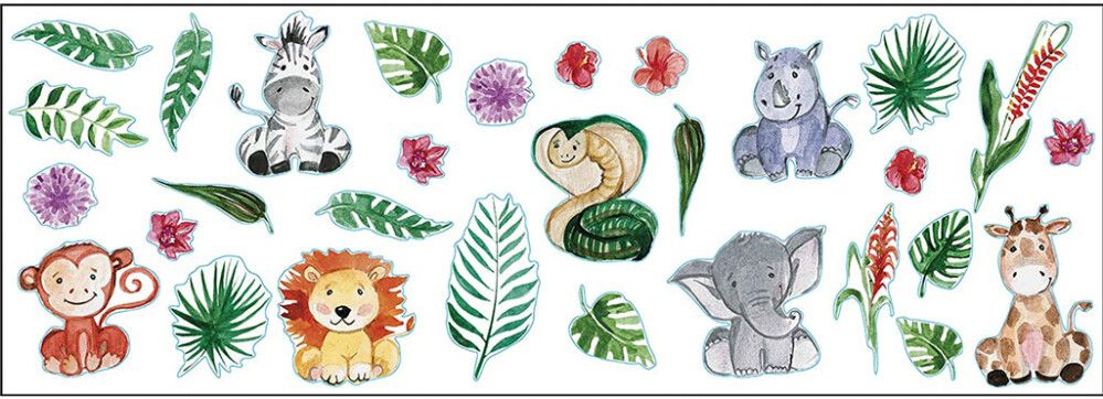 Posterkleebis Jungle Baby Animals 24 x 68 cm