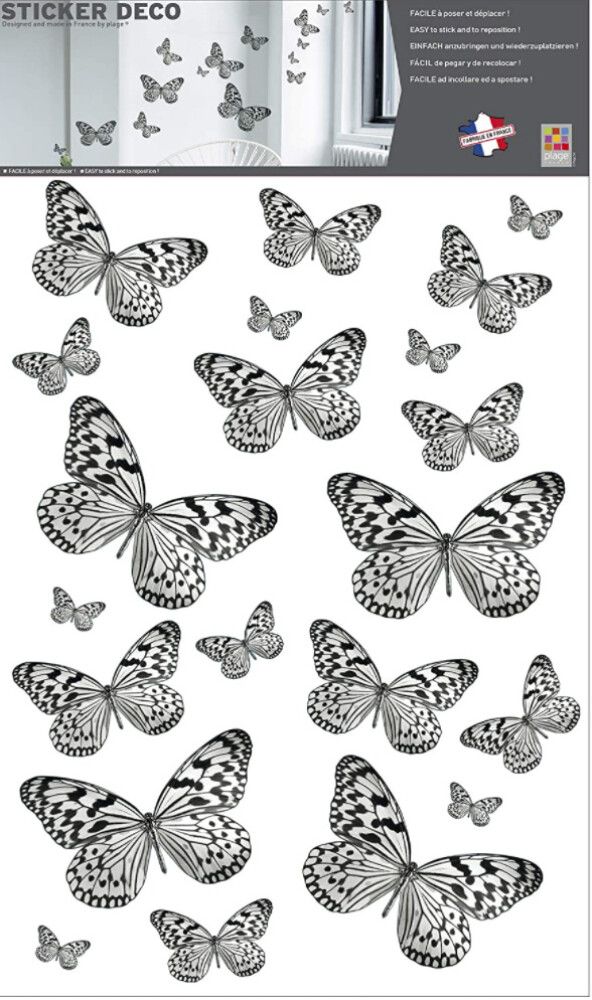 Posterkleebis Plage Liblikad B&W 48 x 68 cm