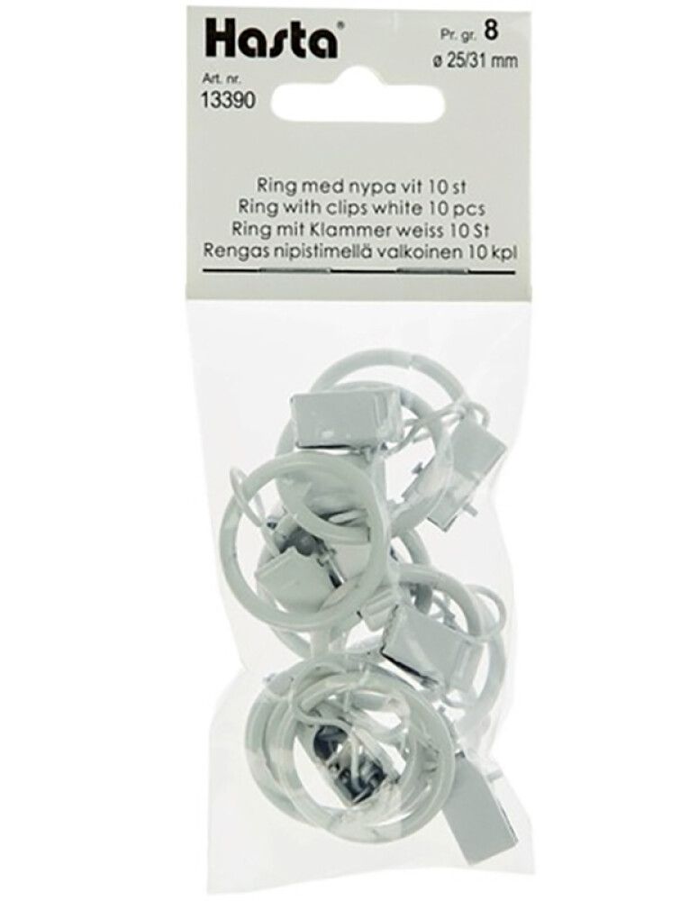 Kardinarõngad Hasta klambriga Ø25/31mm, valge