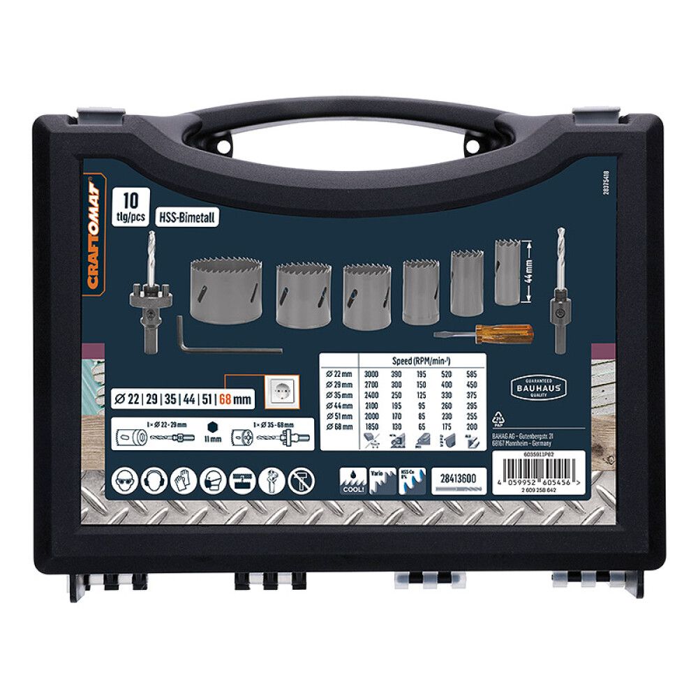 Augusaagide komplekt Craftomat HSS-BIM 22-58 mm 10 tk
