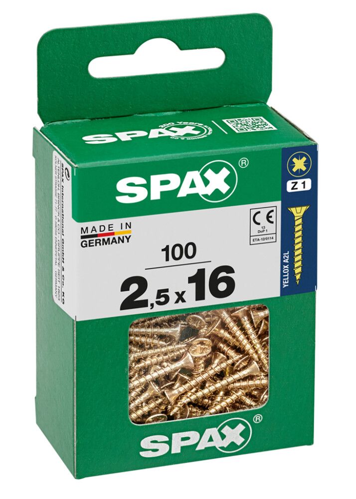 Peitpeakruvi Spax 2,5 x 16 mm