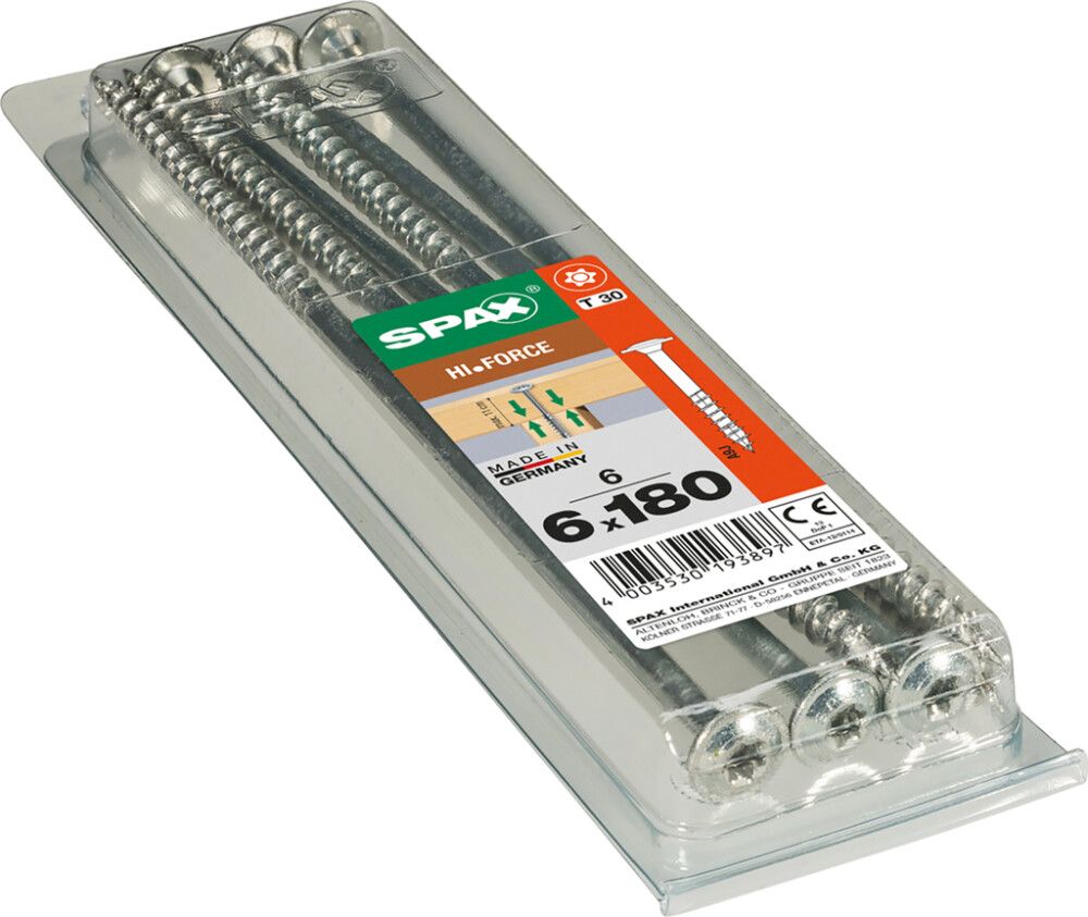 Puidukruvi Spax HI.FORCE TRX WIROX 6 x 180 mm 6 tk