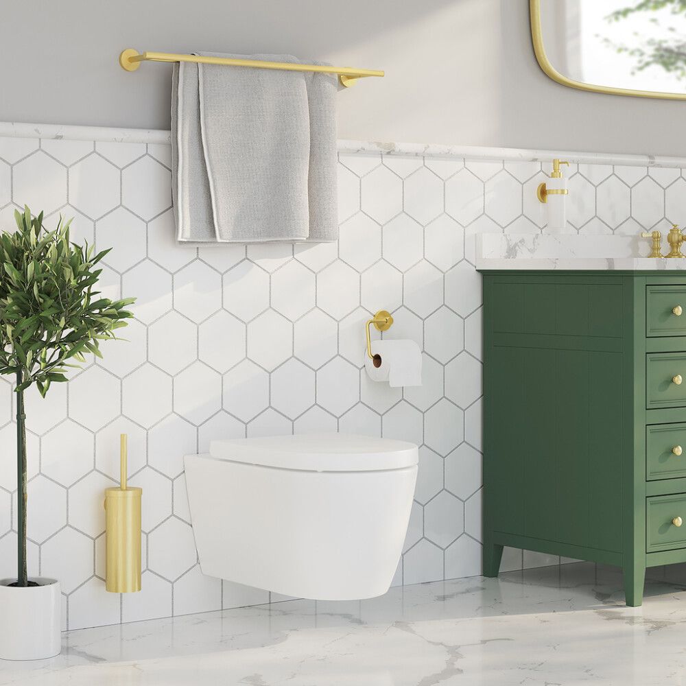 WC-harja komplekt Smedbo Home HV332 harjatud messing 39 cm