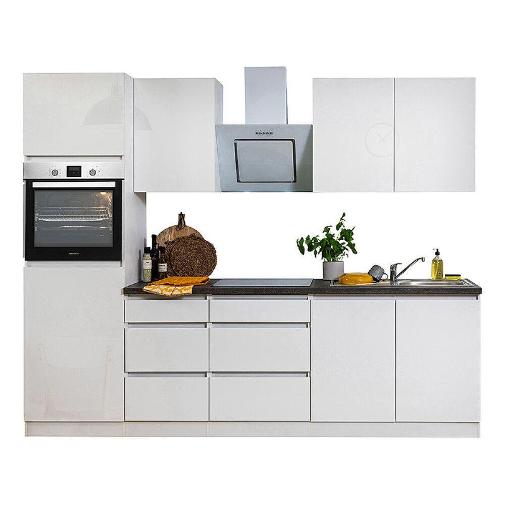 Köögikomplekt Respekta Premium 2,7 m valge läikiv