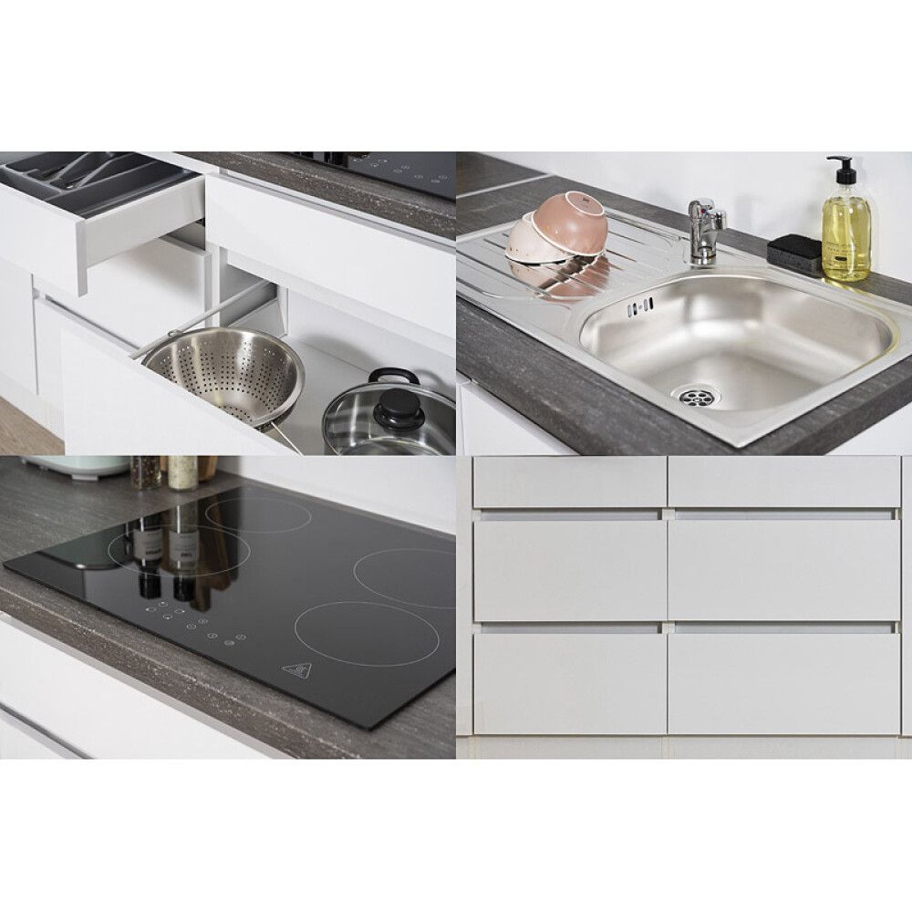 Köögikomplekt Respekta Premium 2,7 m valge läikiv