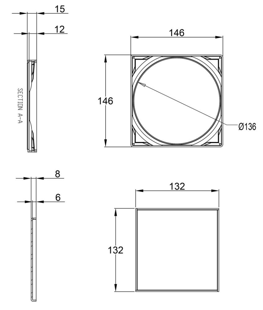 Põranda äravoolu kaas Vieser Flip 146 × 146 mm