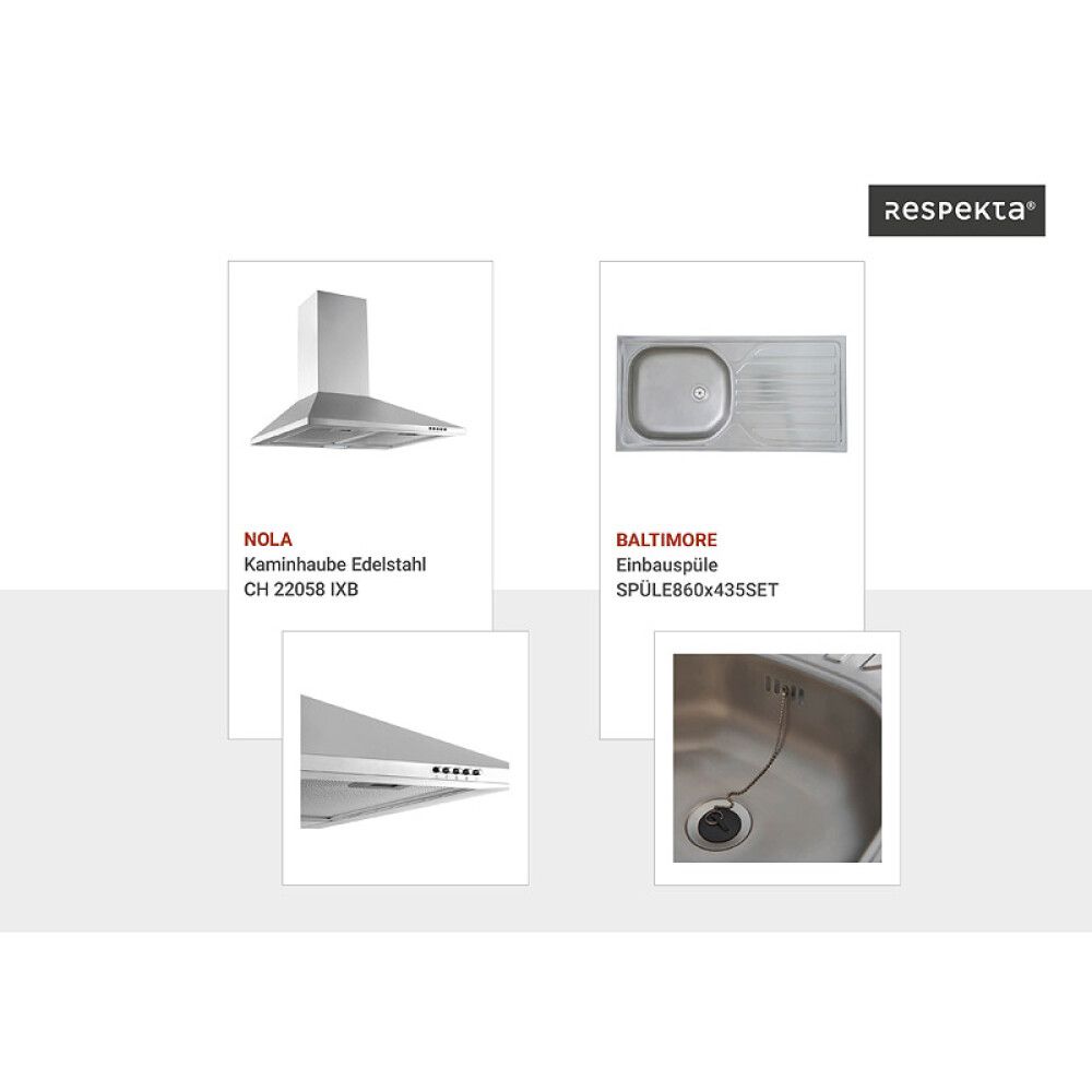 Köögikomplekt Respekta Country 3 m, valge, keraamiline pliit