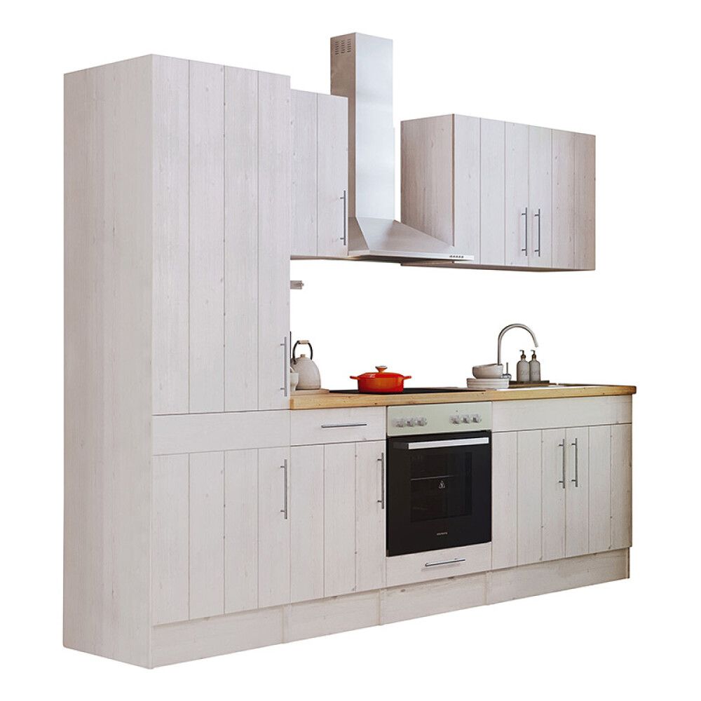 Köögikomplekt Respekta Country 2,7 m, valge, keraamiline pliit