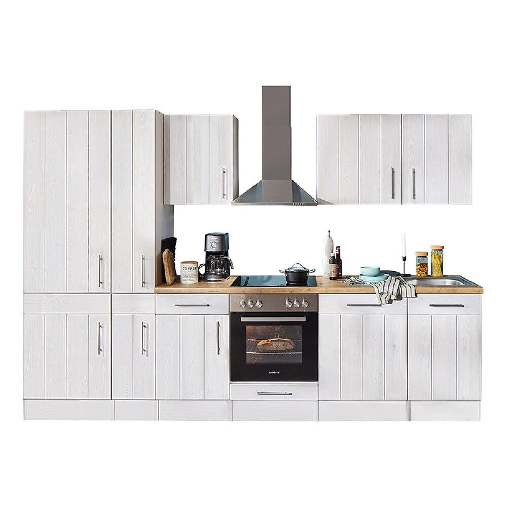 Köögikomplekt Respekta Country 3,1 m, valge, keraamiline pliit