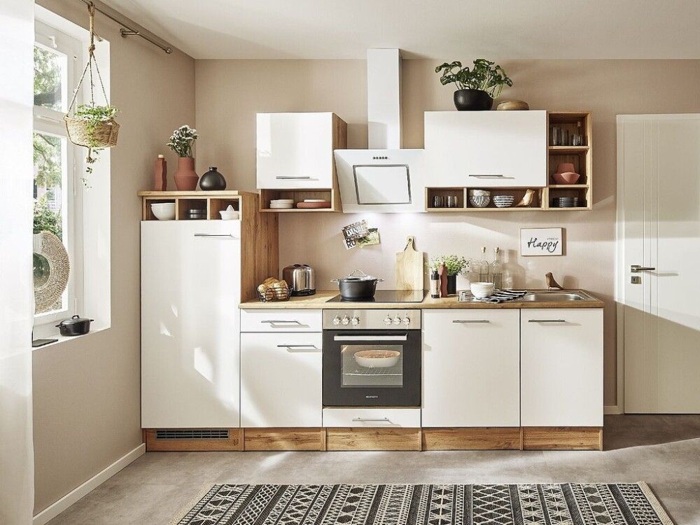 Köögikomplekt Respekta Hilde 2,8 m, valge, keraamiline pliit