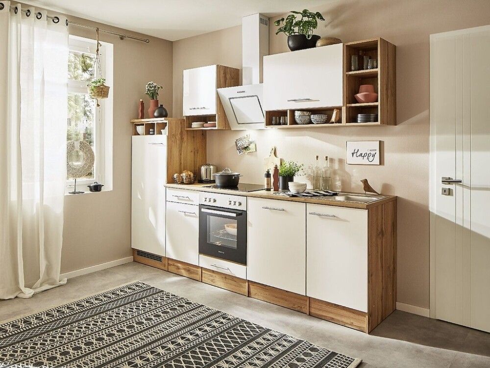 Köögikomplekt Respekta Hilde 2,8 m, valge, keraamiline pliit