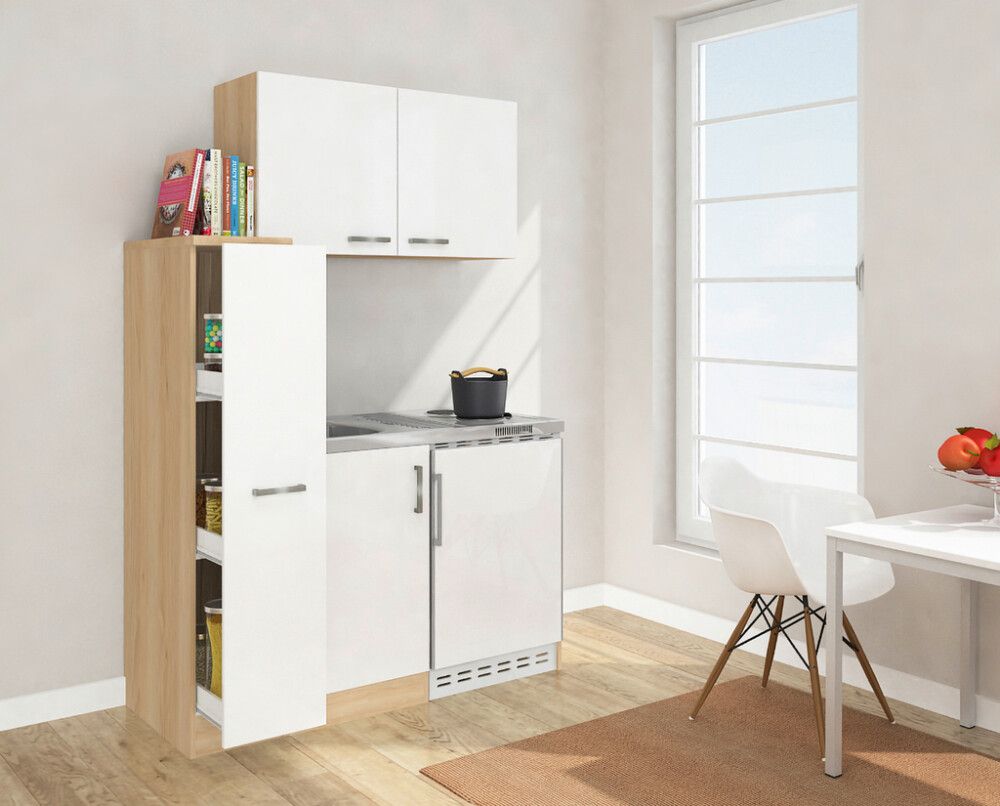Miniköök Respekta MK130ESWOSS 1,3 m valge/pruun