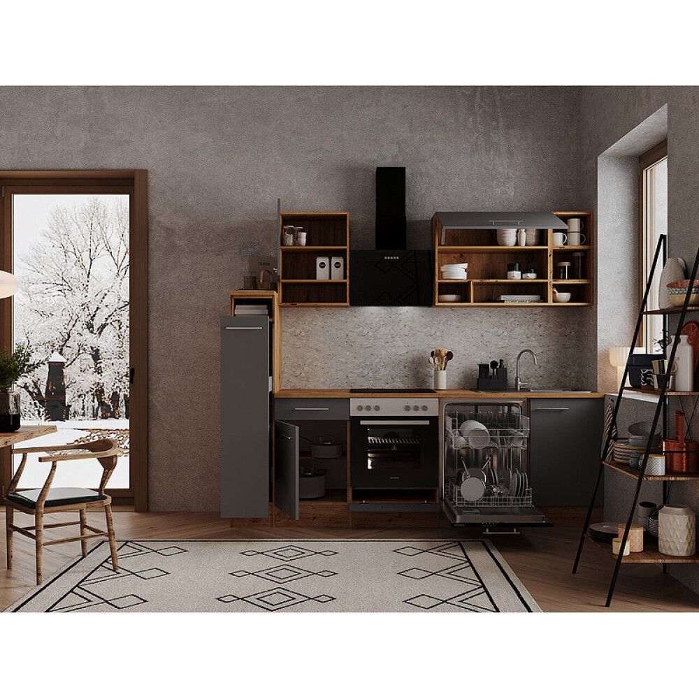 Miniköök Hilde Respekta 2,5 m hall/tamm, keraamilise pliidiga