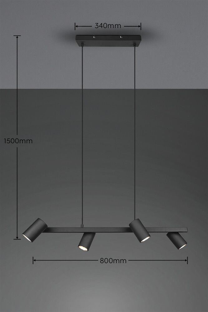 Rippvalgusti Trio Marley 4-osaline must