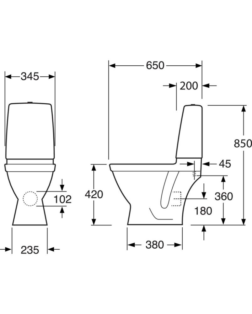 WC- pott Gustavsberg Skandic 1410 Hygienic Flush tahajooksuga