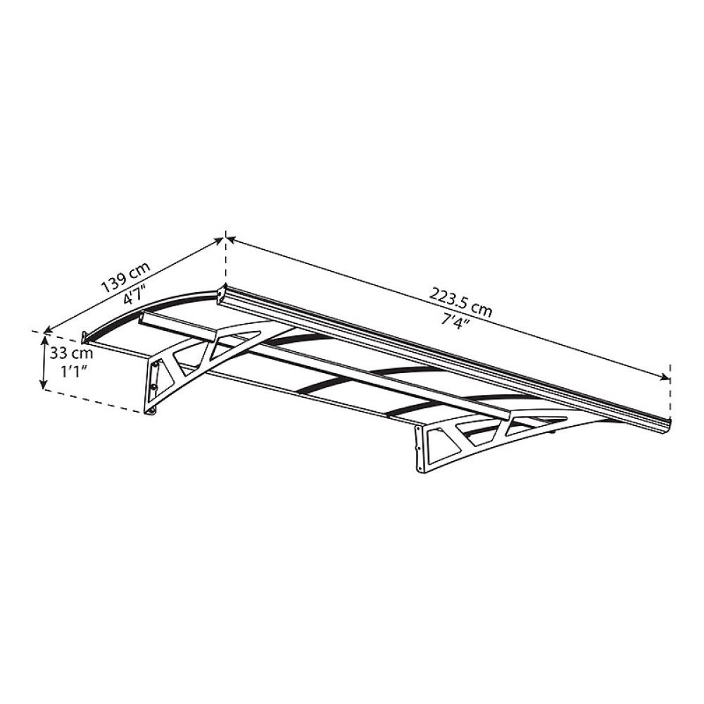 Varikatus Canopia Amsterdam 1,4 x 2,2 m läbipaistev/hall
