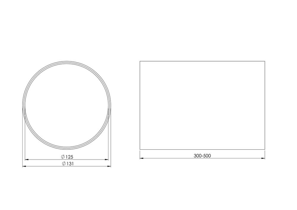 Ventilatsioonikanal teleskoop Europlast Ø 125 mm 300-500 mm