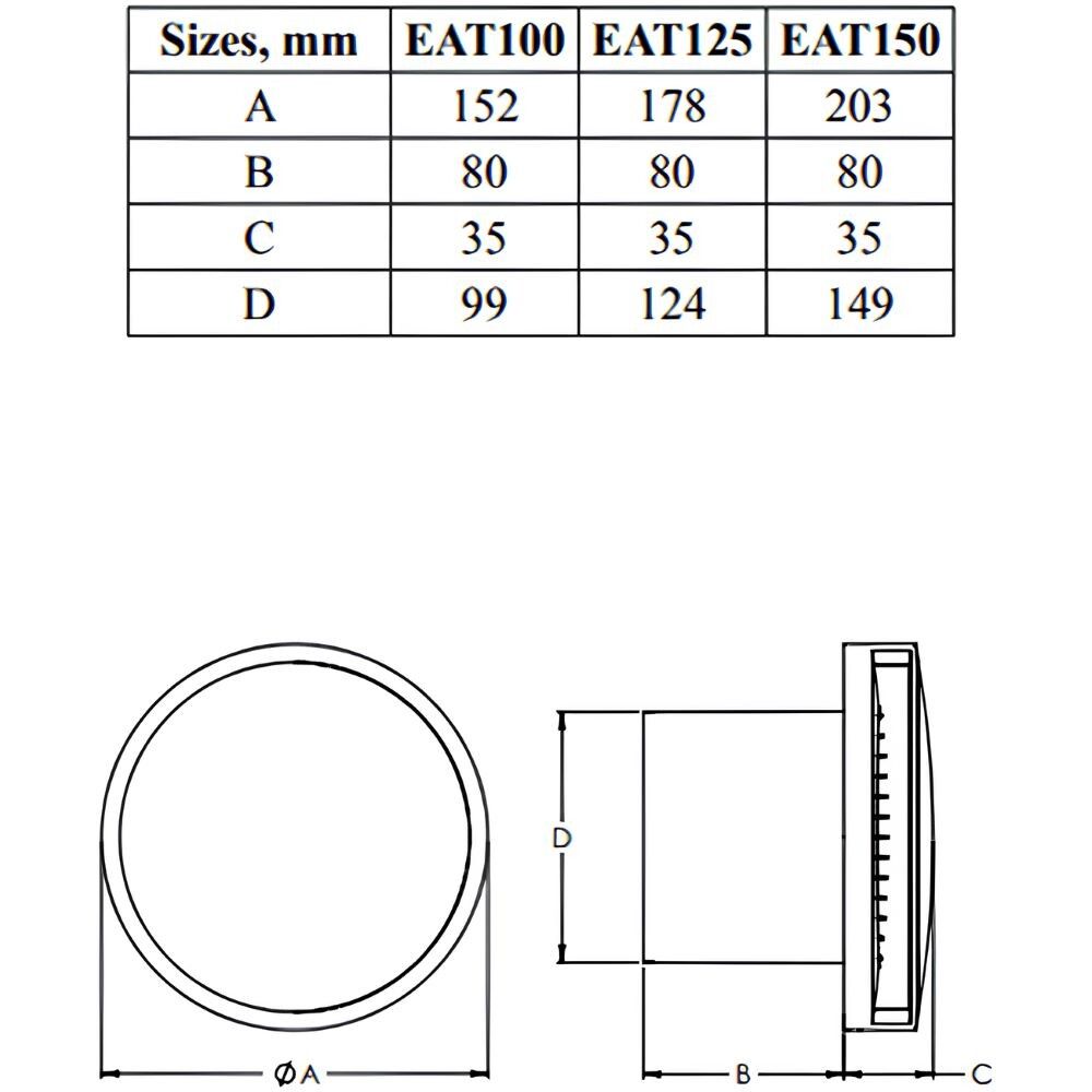 Elektiventilaator Europlast E-Extra EAT100A antratsiit Ø99 mm