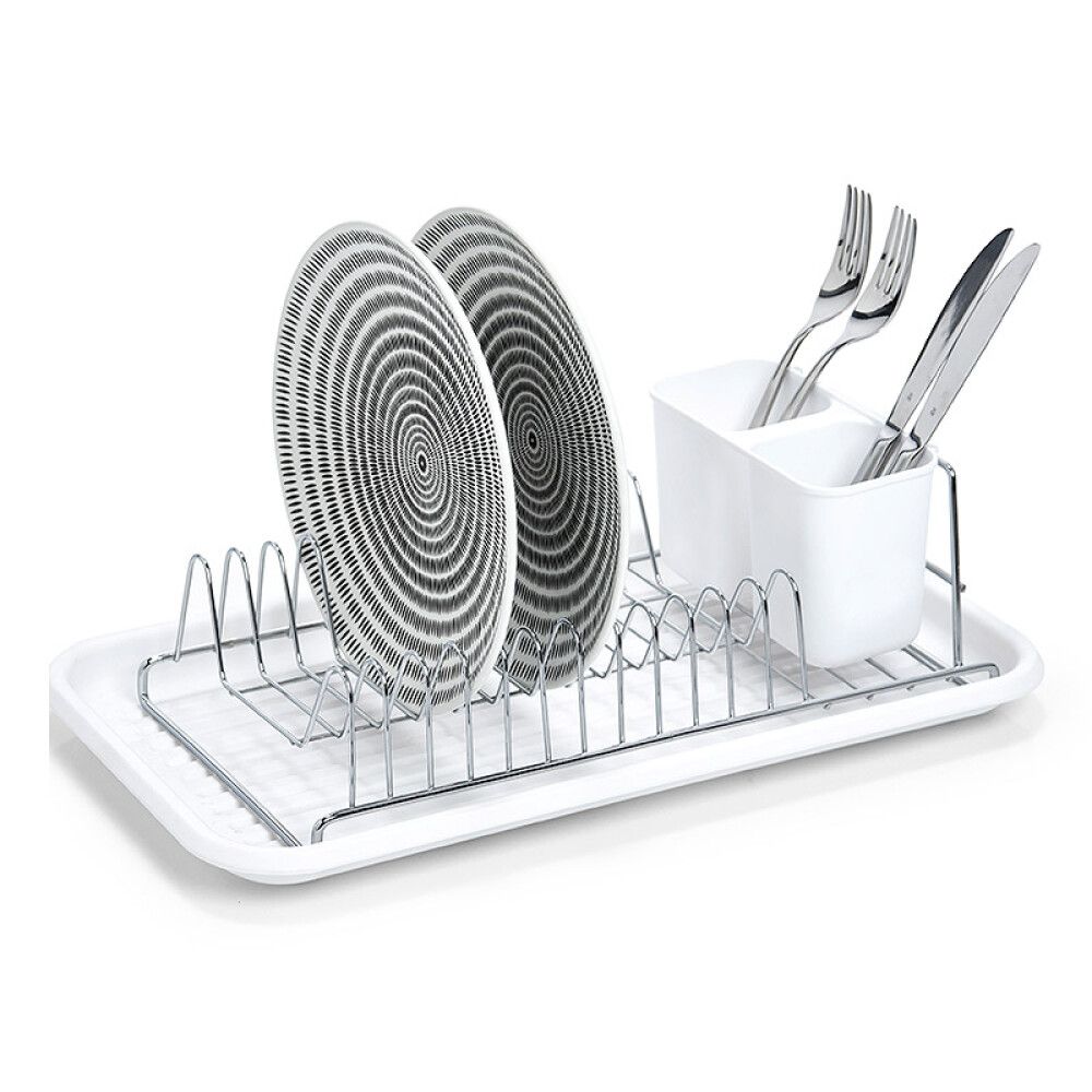 Nõudekuivatusrest alusega Zeller valge