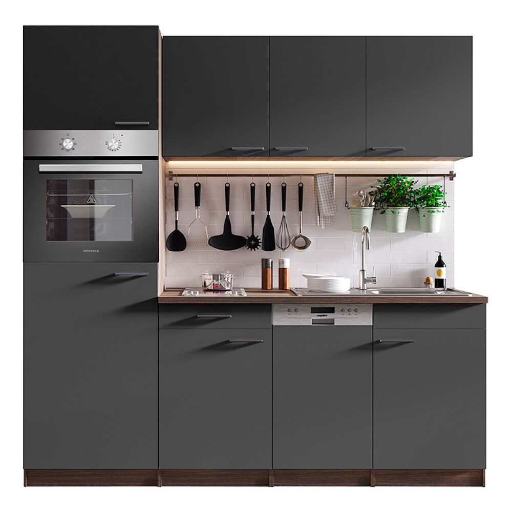 Miniköök Oliver Respekta 2,05 m hall, keraamilise pliidiga