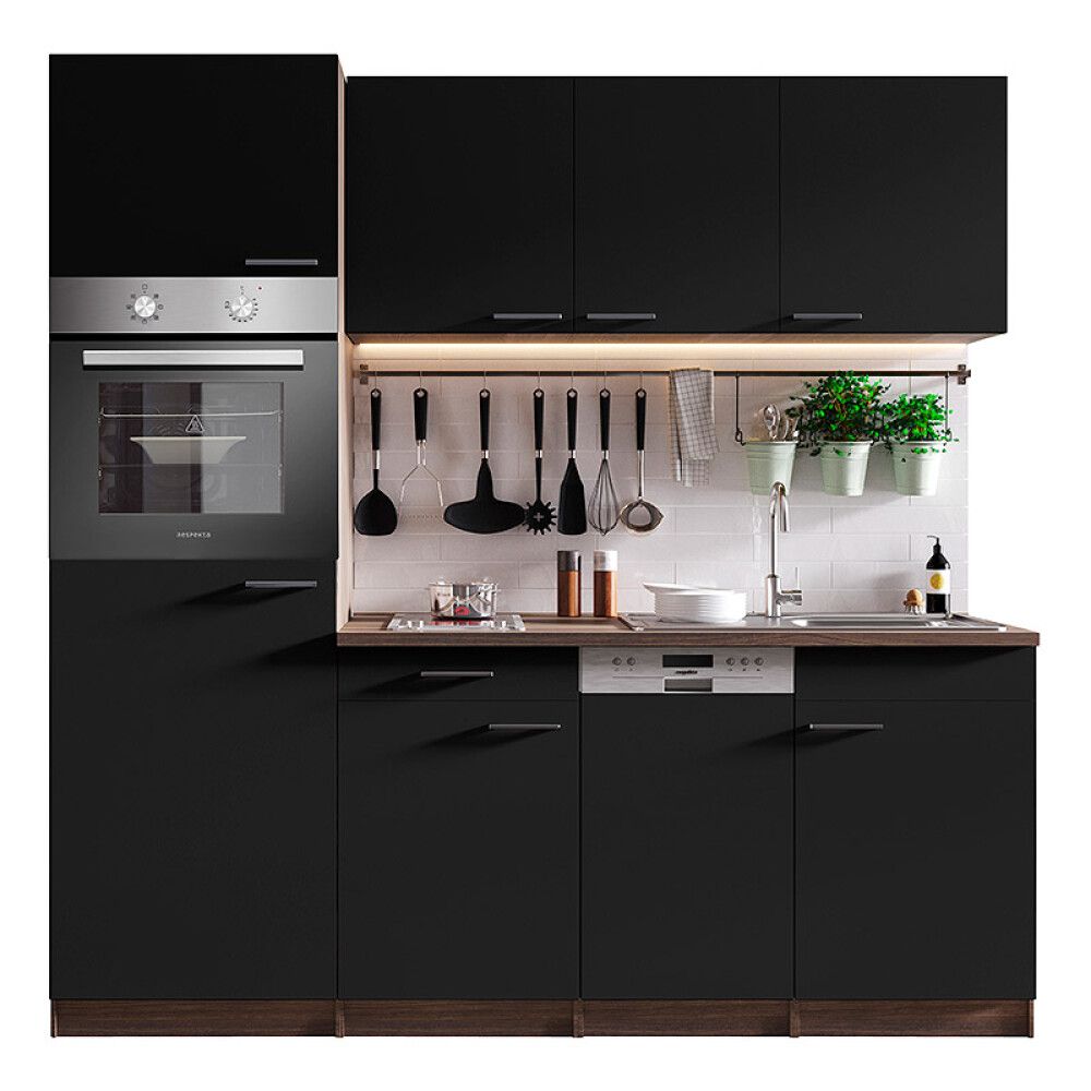 Miniköök Oliver Respekta 2,05 m must, elektripliidiga