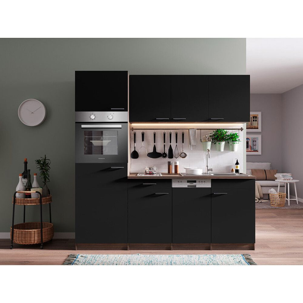 Miniköök Oliver Respekta 2,05 m must, elektripliidiga