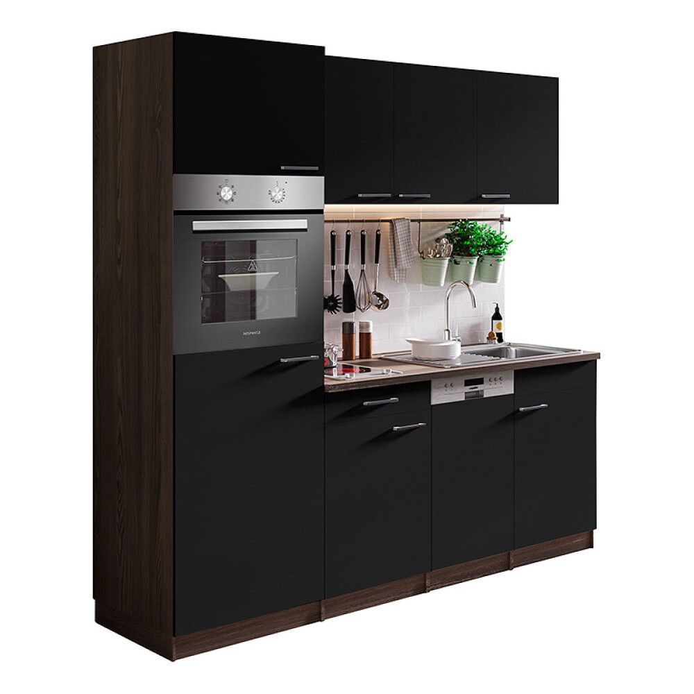 Miniköök Oliver Respekta 2,05 m must, elektripliidiga