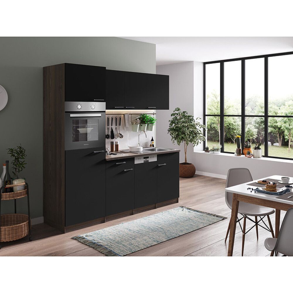 Miniköök Oliver Respekta 2,05 m must, keraamilise pliidiga